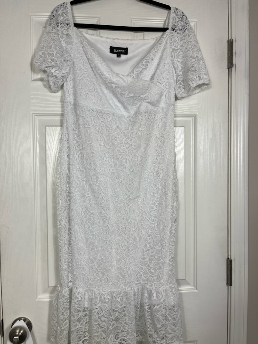 Glamour White Lace Midi Dress | Romantic Cottagecore Dress Size 10